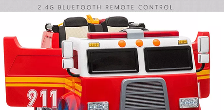 2 Seater Fire Truck Ride On Toy W/Wireless Control Working Water Shooting Hose Function PA System Red