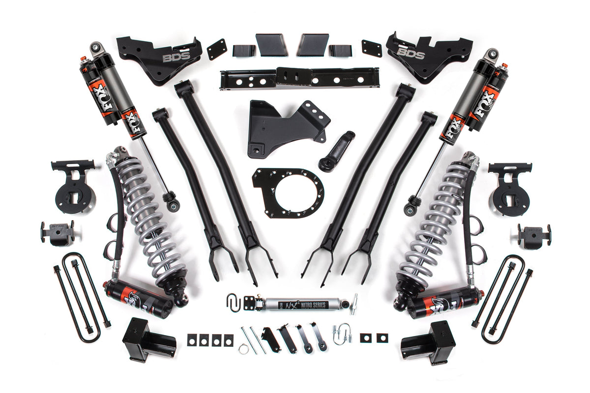 7 Inch Lift Kit w/ 4-Link | FOX 2.5 Performance Elite Coilover Conversion | Ford F250/F350 Super Duty (23-26) 4WD | Diesel
