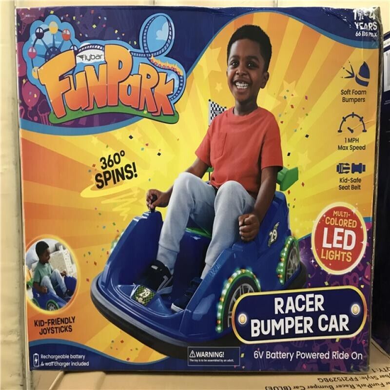 FLYBAR FUNPARK Racer BUMPER CAR Battery-Powered Ride On BUMPER CAR - Affordable Fun for All Ages!