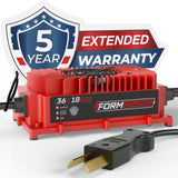 FORM 36V Golf Cart Charger for Club Car, EZGO & Yamaha with Crowfoot Plug - 36V 18A Lithium, LiFePO4, Lead Acid, AGM FORM Charge