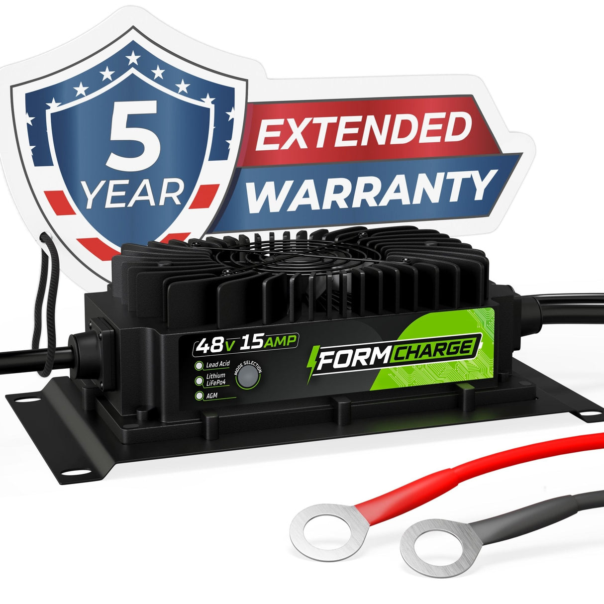 ICON 48 Volt Golf Cart Battery Charger - 48V 15 AMP Lithium, LiFePO4, Lead Acid, AGM FORM Charge