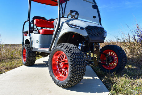 MODZ® Mayhem 14x7 Brushed Red with Ball Mill Golf Cart Wheel