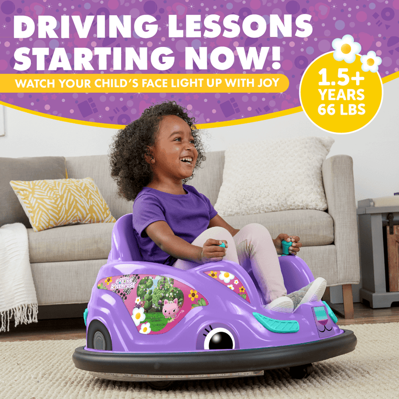 Gabby's Dollhouse Electric Bumper Car - 6V Battery Powered Ride On