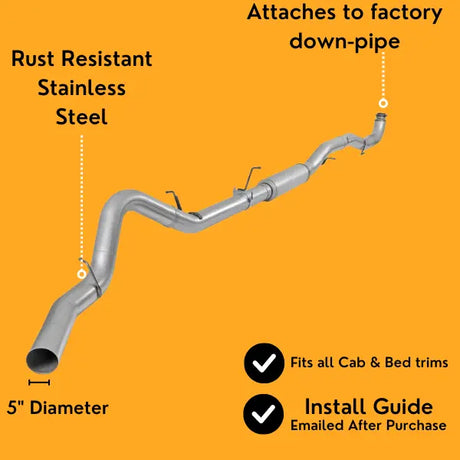 5" Down Pipe-Back Full Exhaust Delete | GM/Chevy 6.6 Duramax 2011-2016 thedieseldudes