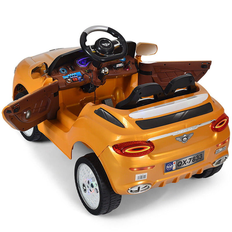 Gold 6V Kids Ride On Car with RC Remote Control, MP3 Player, and Opening Doors