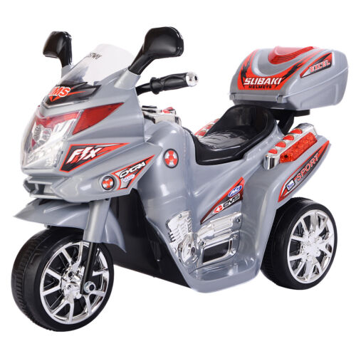Gray 3-Wheel Electric Ride-On Motorcycle for Kids - Battery Powered Toy Bicycle