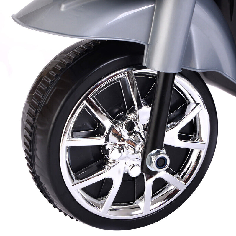 Gray 3-Wheel Electric Ride-On Motorcycle for Kids - Battery Powered Toy Bicycle