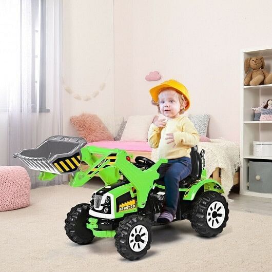 Green 12V Battery-Powered Kids Ride-On Dumper Truck