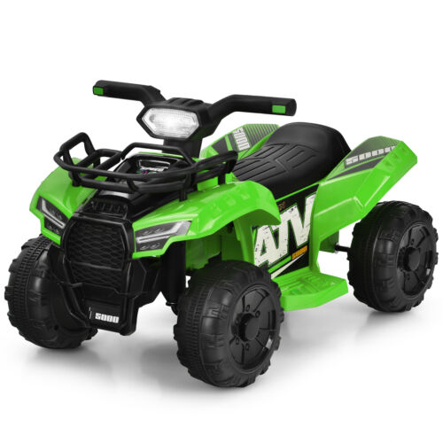 Green 6V ATV Quad Ride-On Car for Kids with Music, Horn, and LED Lights