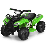 Green 6V Kids ATV Quad Electric Ride On Car Toy with LED Light and MP3 Player for Toddlers