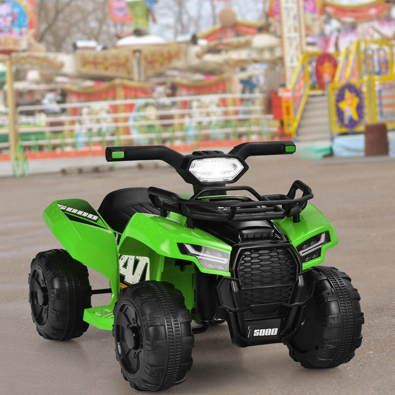 Green 6V Kids ATV Quad Electric Ride On Car with MP3 Player and LED Lights for Toddlers