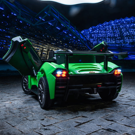 Green Electric Ride-On Car with Remote Control, MP3 Player, and 3 Speed Options for Kids