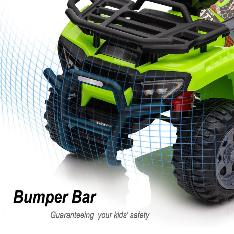 Green Hikiddo Kids ATV 6V Ride On Toy Car with Music for Toddlers