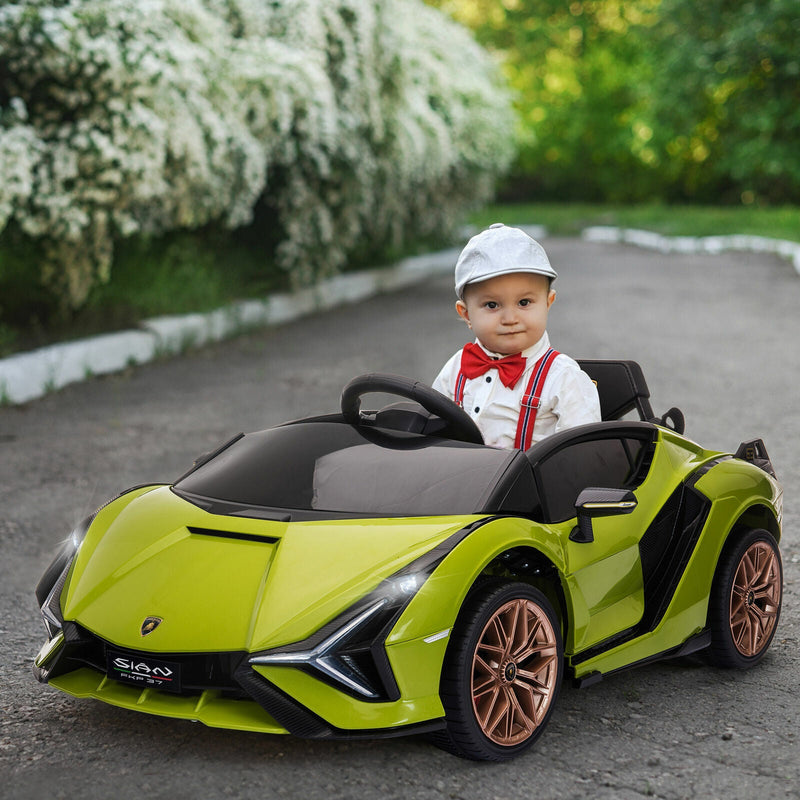 Green Lamborghini SIAN 12V Kids Ride On Car with Remote Control - Rechargeable Toy