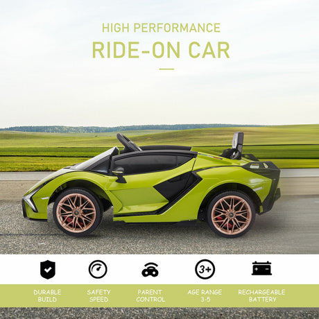 Green Lamborghini SIAN 12V Kids Ride On Car with Remote Control - Rechargeable Toy
