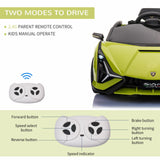 Green Lamborghini SIAN 12V Kids Ride On Car with Remote Control - Rechargeable Toy