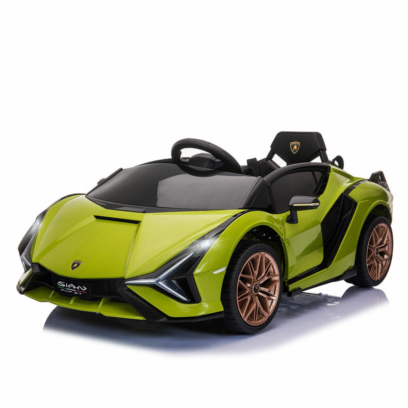 Green Lamborghini SIAN 12V Kids Ride On Car with Remote Control - Rechargeable Toy