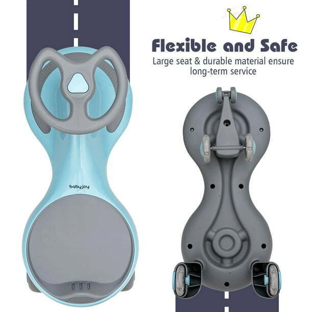 Gymax Kids' Blue Wiggle Car with Flashing Wheels - Fun Ride-on Toy for Toddlers and Kids