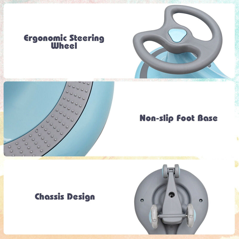 Gymax Kids' Blue Wiggle Car with Flashing Wheels - Fun Ride-on Toy for Toddlers and Kids