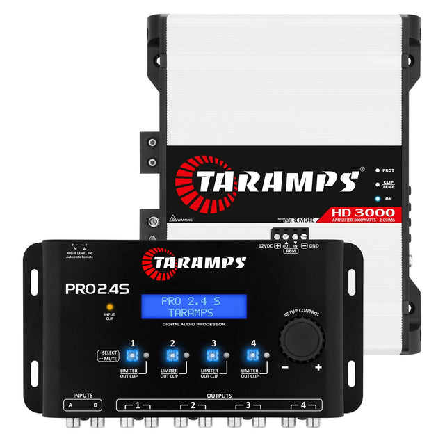 Taramps HD 3000 2 OHM + PRO 2.4S Car Amplifier & Processor COMBO Taramps USA