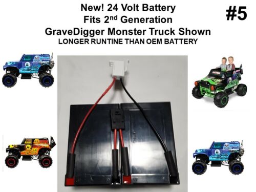 High Capacity 24V Battery Upgrade for Power Wheels Gravedigger with Connector Version 5