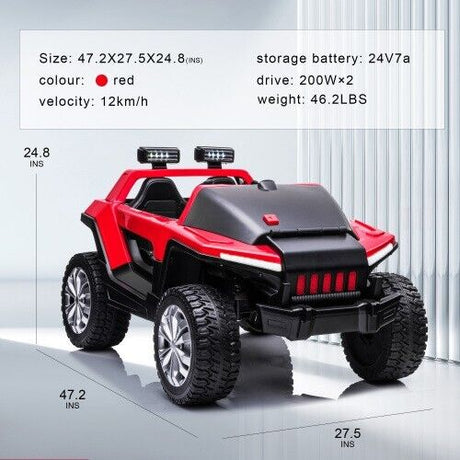 High-Powered Leather Seat Kids Ride-On Car with Four-Wheel Shock Absorbers - 24V7A 200W*2