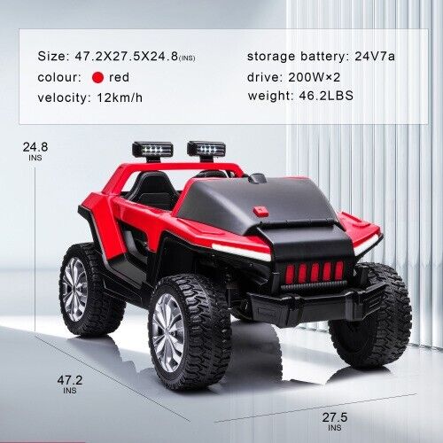 High-Powered Leather Seat Kids Ride-On Car with Four-Wheel Shock Absorbers - 24V7A 200W*2