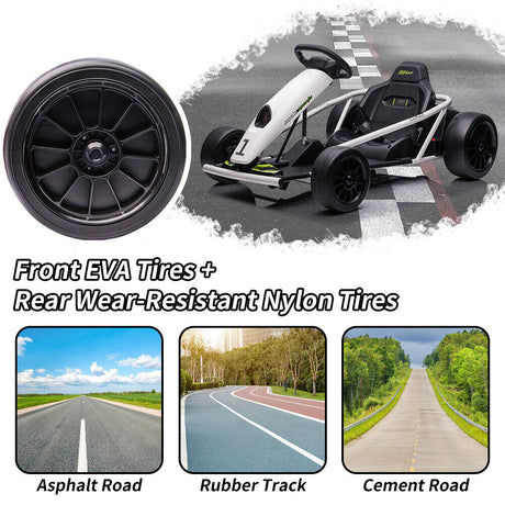 High Speed Drifting Go Kart for Kids with Slow Start Function - 8MPH, 300WX2