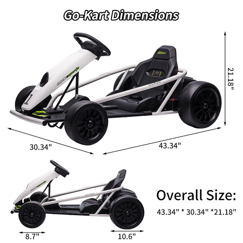 High-Speed Electric Go Kart with Music & Horn for Kids 8-12 Years - Drift in Style!