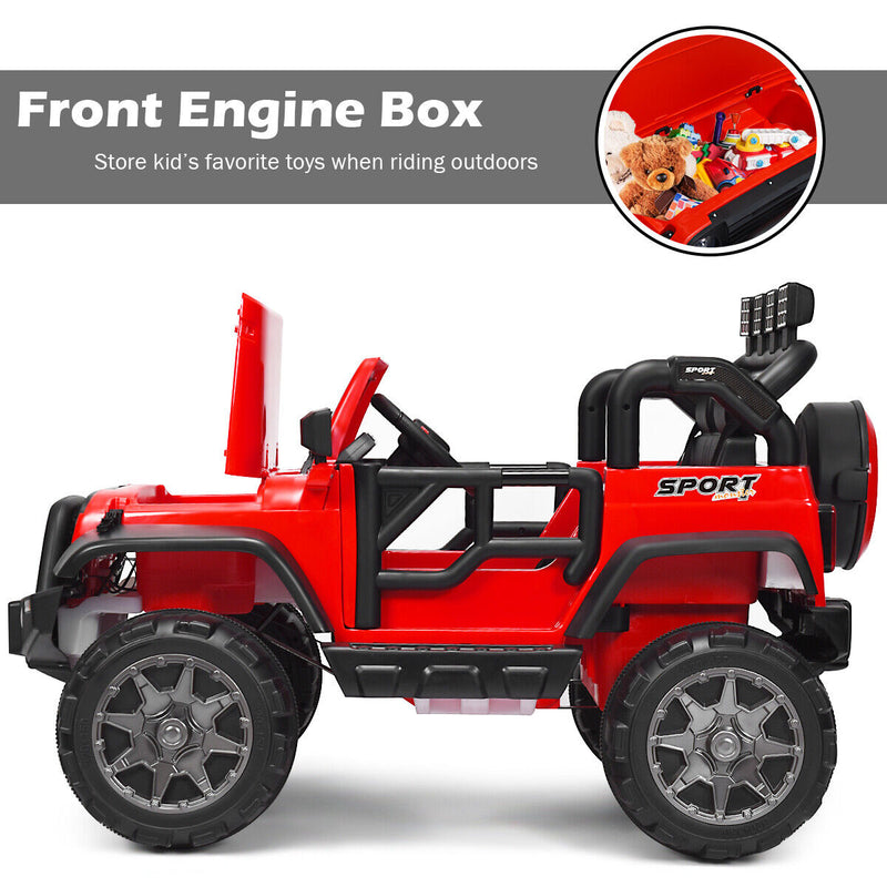 HoneyJoy 12V 2-Seater RC Electric Truck for Kids with Storage - Red