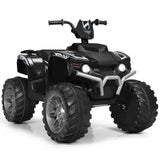 HoneyJoy 12V Kids ATV Quad Ride On Car with LED Light & Music - Black