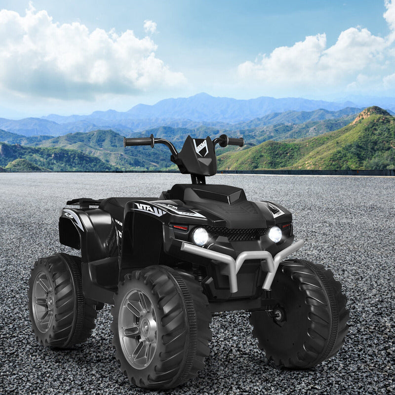 HoneyJoy 12V Kids ATV Quad Ride On Car with LED Light & Music - Black