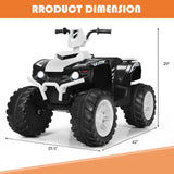 HoneyJoy 12V Kids ATV Quad Ride On Car with LED Light & Music - White