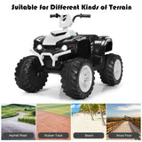 HoneyJoy 12V Kids ATV Quad Ride On Car with LED Light & Music - White