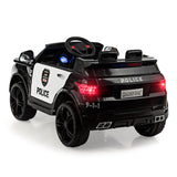 HoneyJoy 12V Kids Police Ride On Car with Remote Control, LED Lights, and Siren - Black