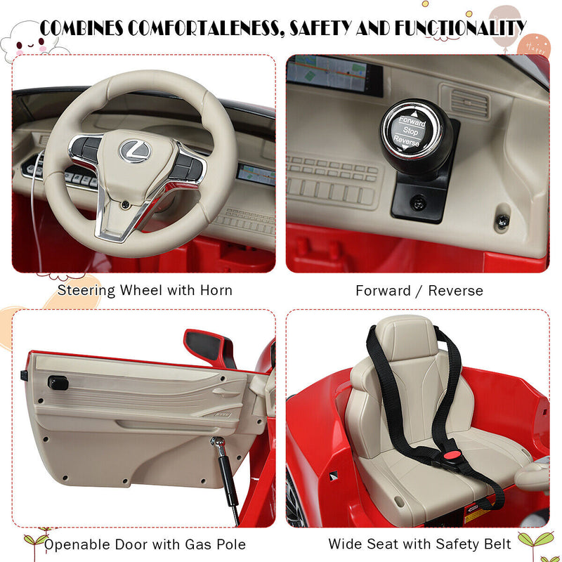 HoneyJoy 12V Kids Ride on Car Lexus LC500 Licensed Electric Vehicle with Remote Control - Red