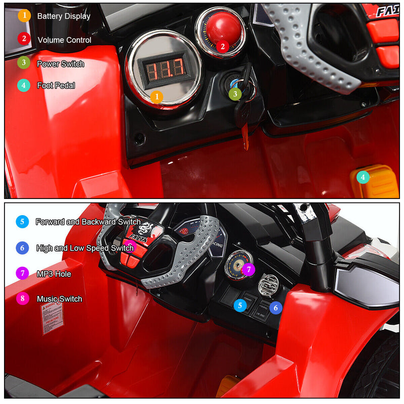 HoneyJoy 12V Kids Ride On Truck Car SUV with Remote Control, LED Lights, and MP3 Player - Perfect Christmas Gift