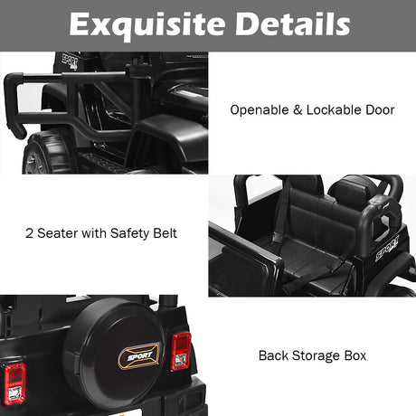 HoneyJoy 12V Kids Ride On Truck with Remote Control and Storage - Black