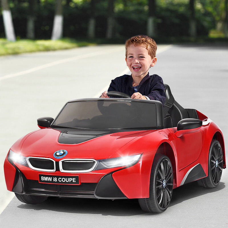HoneyJoy 12V Licensed BMW I8 Kids Ride On Car with Remote Control, MP3 Player, and LED Lights in Red