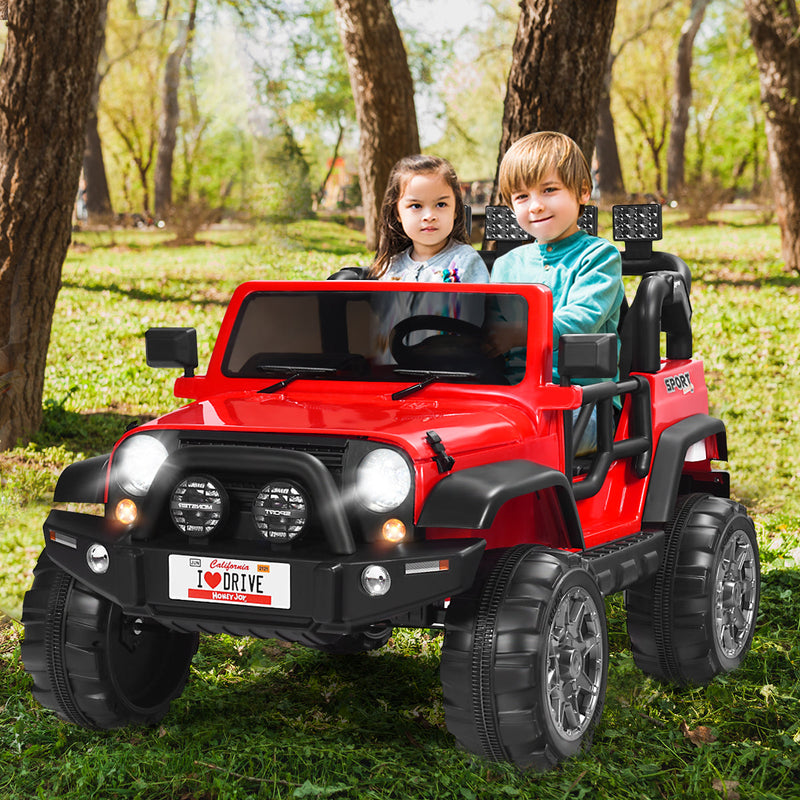 HoneyJoy 2 Seater Ride On Truck for Kids - 12V RC Electric Vehicle with Storage
