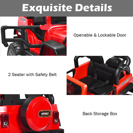 HoneyJoy 2 Seater Ride On Truck for Kids - 12V RC Electric Vehicle with Storage