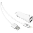 iEssentials 2.4-Amp Dual-USB Car Charger with USB-A Lightning Cable, 4 ft. TekShack