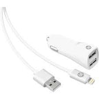 iEssentials 2.4-Amp Dual-USB Car Charger with USB-A Lightning Cable, 4 ft. TekShack