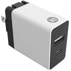 iEssentials 3.4-Amp Dual Port Wall Charger with USB and USB-C, White TekShack