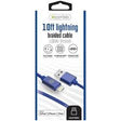 iEssentials Charge and Sync Braided Lightning to USB Cable (120 inch, Blue) TekShack