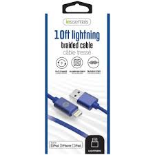 iEssentials Charge and Sync Braided Lightning to USB Cable (120 inch, Blue) TekShack