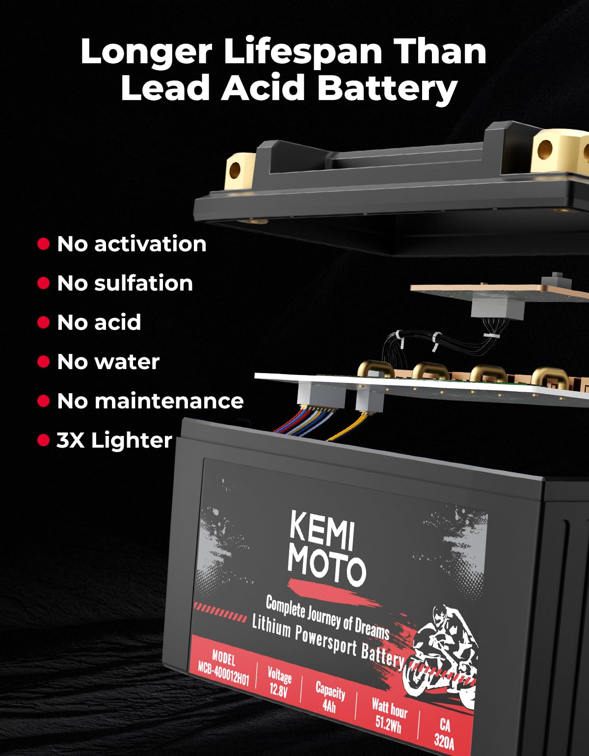 LiFePO4 12v 4Ah Lithium Battery for Motorcycle/ Lawn Mower/ ATV/ UTV