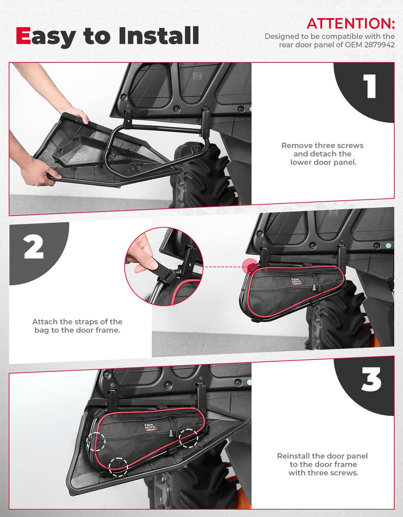 UTV Rear Door Bags for Polaris RZR XP 4 1000/Turbo 2014-2023