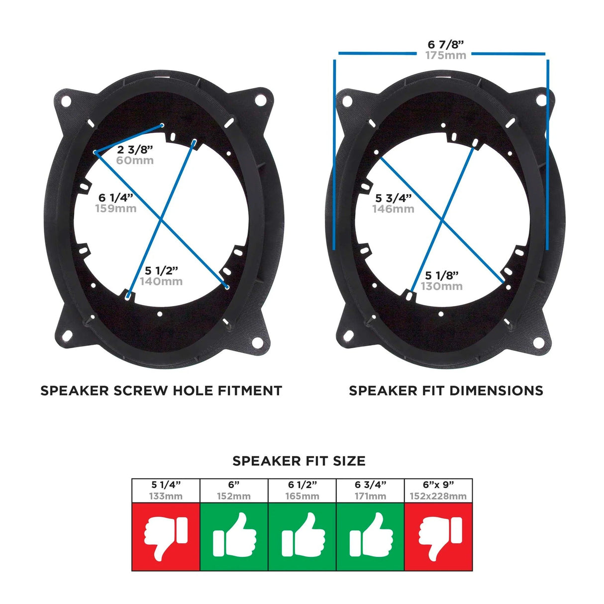 Metra 82-8150 Speaker Adapters For Toyota/Lexus 2012-2024 6" to 6.75"