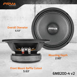 PRV Audio 6MB200-4 v2 6.5" 200W RMS Midbass Speaker (Single) PRV Audio
